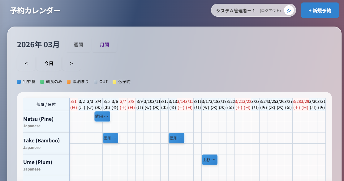 カレンダー画面
