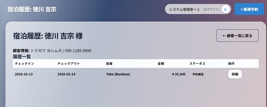過去の宿泊記録